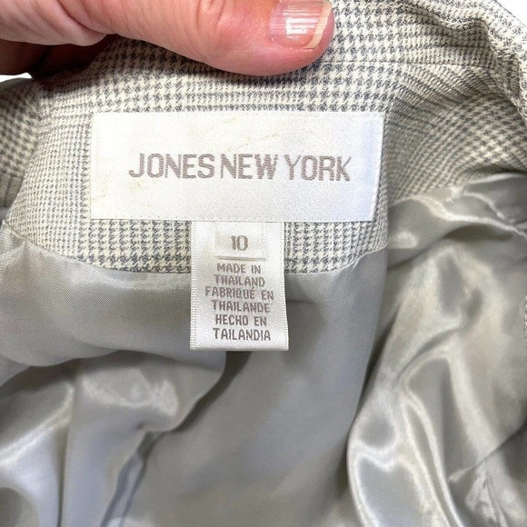 Jones New York Women’s Double Breasted Suit Jacket Coat Gray Plaid Size 10 New - Picture 9 of 10